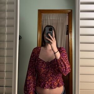 Floral Long Sleeve Women's Blouse